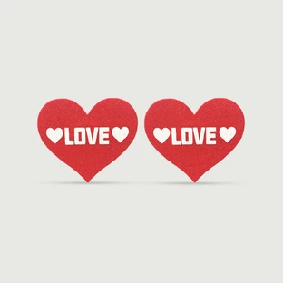Glitter Heart Shaped Nipple Cover - Red