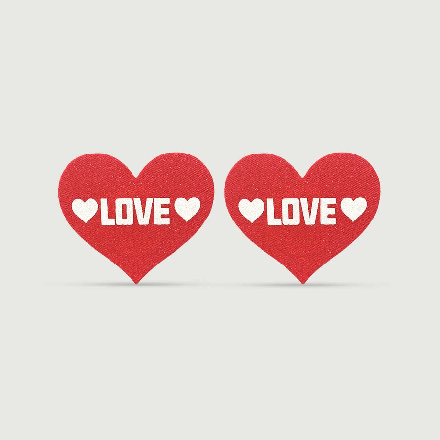 Glitter Heart Shaped Nipple Cover - Red