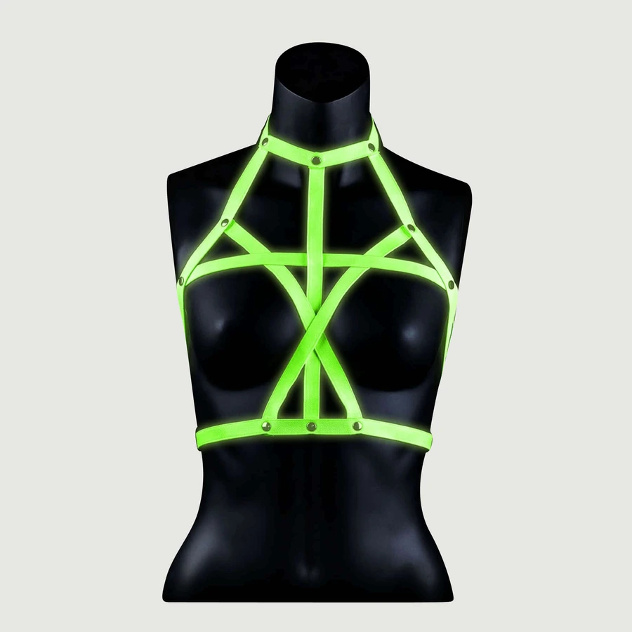 Glow In the Dark Bra Harness - Green/Black - Large/X-Large