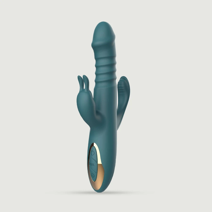Triple Trouble Vibrateur lapin en silicone avec stimulation anale - Vert