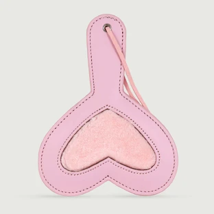 Pagaie en forme de cœur avec détails en fourrure - Rose