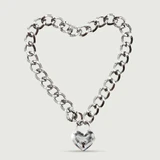 Ketting met hartvormig slot en sleutel - Zilver