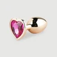 Anal Collection Small Metal Butt Plug with Heart Jewel - Pink/Red