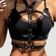 Harnais de poitrine en cuir avec sangles - noir - taille unique