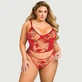 Geborduurde Mesh Lingerie met beugel in vlinderpatroon - Rood - Large/X-Large