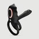 Anneau double en silicone flexible avec stimulateur clitoridien - Noir