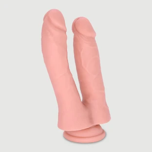 Akhom 17,5 cm Dubbele Realistische Siliconen Dildo met Zuignap - Vlezig