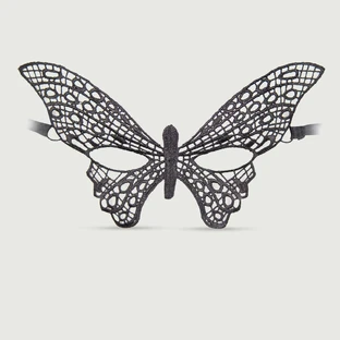 Máscara de ojos de mariposa de encaje - Negra