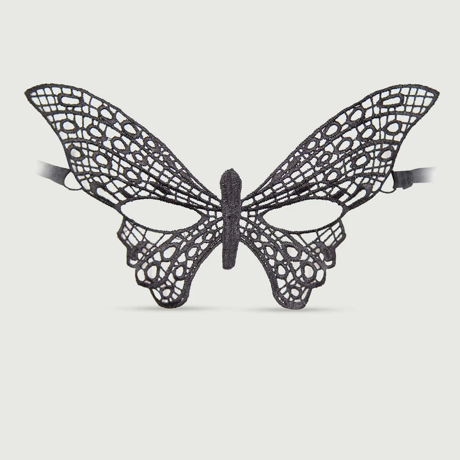 Máscara de ojos de mariposa de encaje - Negra