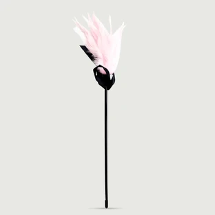 Lange Feder Tease Serie Ribbon Touch Tickler mit Satin Schleife - Rosa