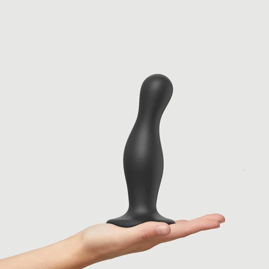 Curvy Plug Large Silicone Premium Dildo with Suction Cup - Black
