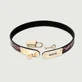 Luxury Leather Cuff Bracelet With Lock &amp; Snake Print - Black/Pink