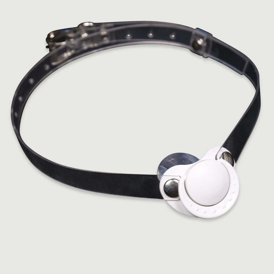 Pacifier Style Gag With Leather Strap & Metal Buckle - Black