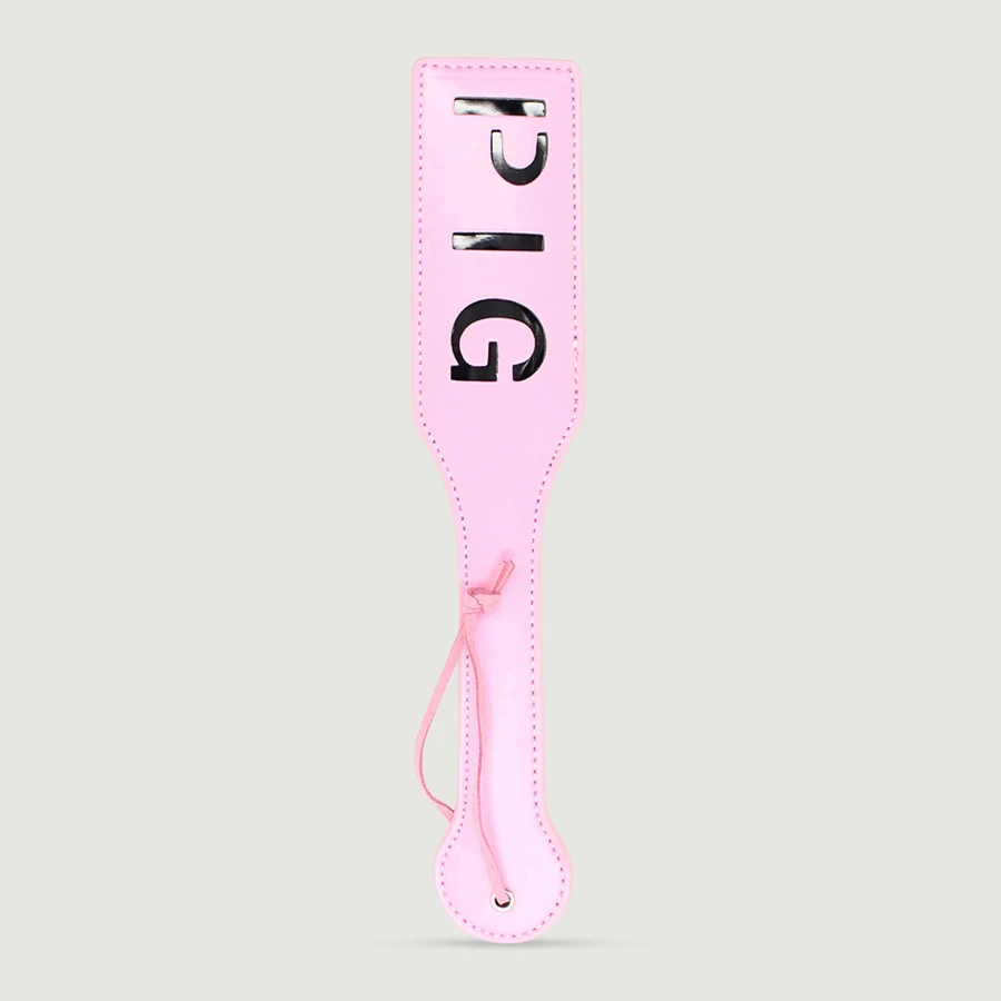 Lederpaddel mit PIG-Aufdruck - Pink