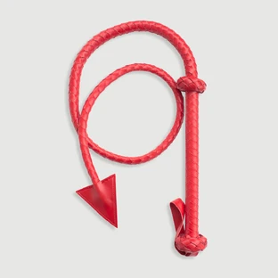 Devil Tail Whip With Triangle Tip & Wrist Loop - Red