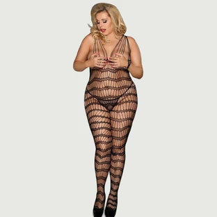 Body transparent Plus Size Fence Net - Noir - Large/X-Large