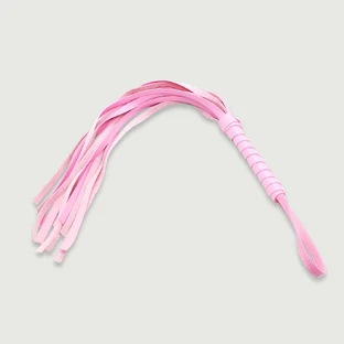 Flogger mit Lederschwänzen und rosa umwickeltem Griff - Pink