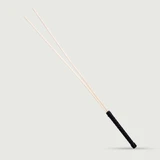 Double Bamboo Spanking Cane mit schwarzem Ledergriff - Schwarz