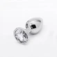 Anal Collection Plug Anal de Metal Grande con Joya Redonda - Plata/Transparente