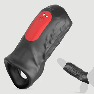 Veined Silicone Vibrating Penis Sleeve The Sleeve Penis Tingler - Schwarz