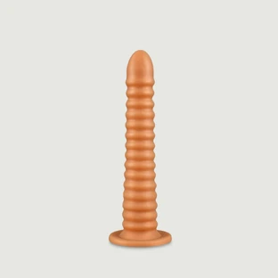 Consolador Extra Grande Bombyx de Silicona con Costillas y Ventosa 27 x 5 cm - Oro