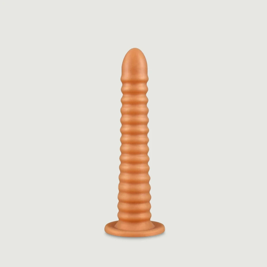 Consolador Extra Grande Bombyx de Silicona con Costillas y Ventosa 27 x 5 cm - Oro