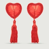 Heart Shaped Tassel Nipple Pasties - Red