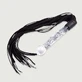 Leather Flogger With Embossed Transparent Handle - Black