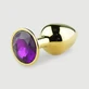Anal Collection Small Metal Butt Plug with Round Jewel - Gold/Red