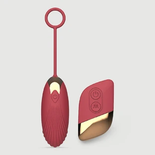 Queen Remote Controlled Silicone Ribbed Vibrator - Red