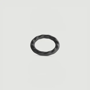 Medium Silicone Wave Cock Ring - Black