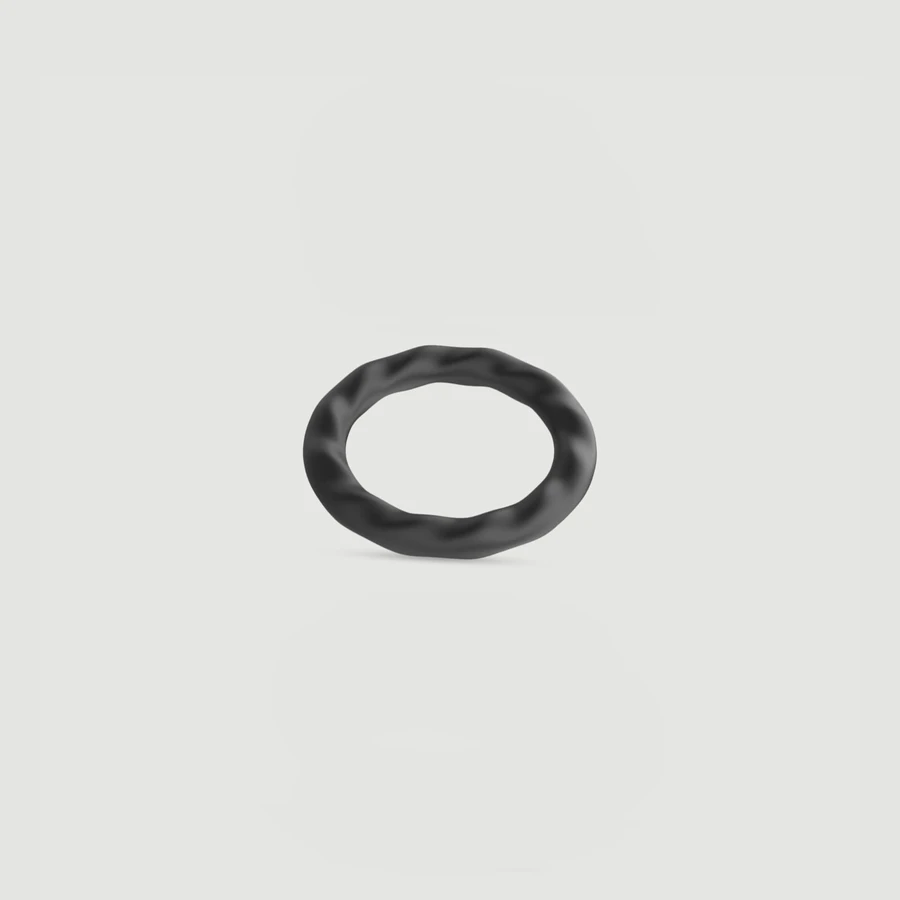 Medium Silicone Wave Cock Ring - Black