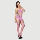 Crotchless Fishnet Bodystocking With Open Cups - Pink - One Size