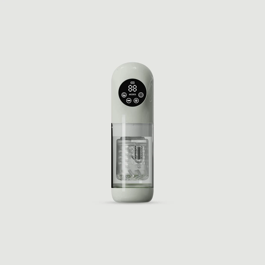 The Perfect Companion Thrusting & Rotating Male Masturbator With Vibration - White