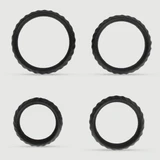Vloeibare Silicone Flexibele Cock Ring Set Met Ribbels - Zwart