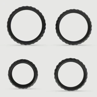 Vloeibare Silicone Flexibele Cock Ring Set Met Ribbels - Zwart