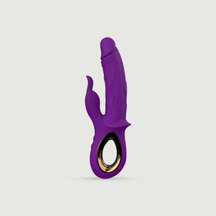 Realistisch Konijn Siliconen Vibrator Met Clitoris Kietelaar - Paars