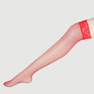 Colorful Series Fishnet Stockings - Red - Small/Medium