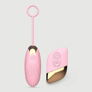 Vibrator cu nervuri din silicon controlat de la distanță - roz