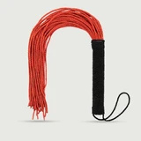 Flogger With Braided Tails & Black Fabric Handle - Red