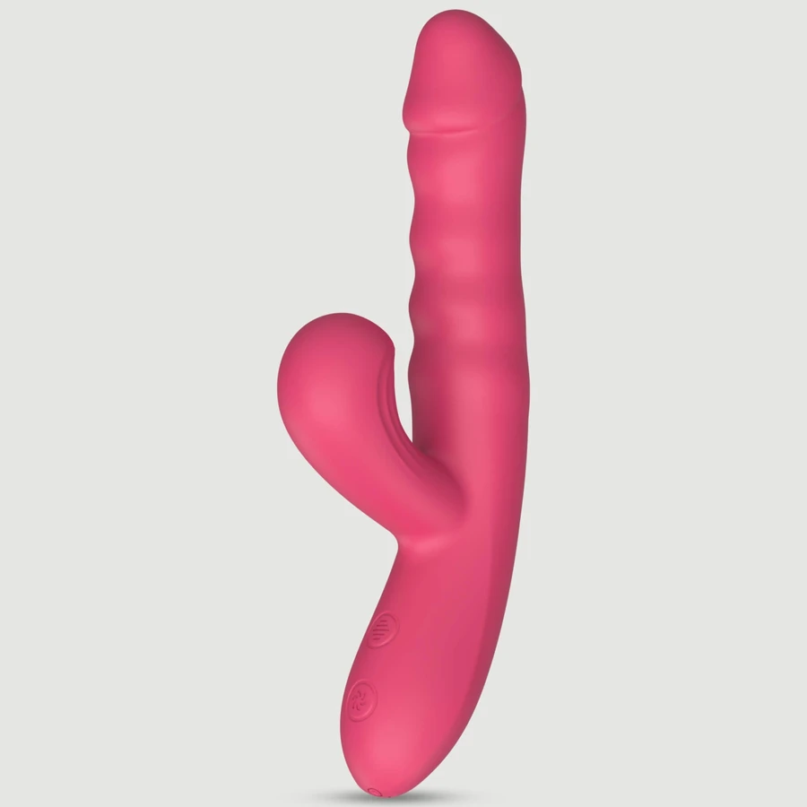 Vibratore rabbit in silicone Aylin con aspirazione clitoridea - Rosa
