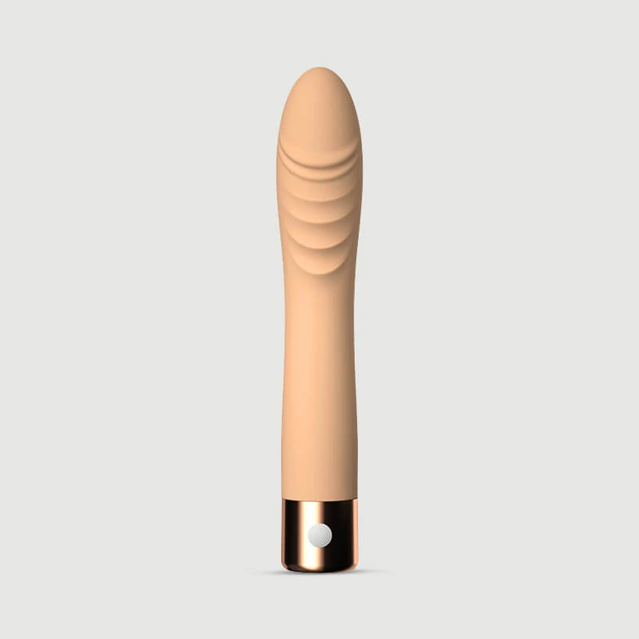 Vibrator puternic din silicon lichid cu nervuri Bendy Realistic - maro