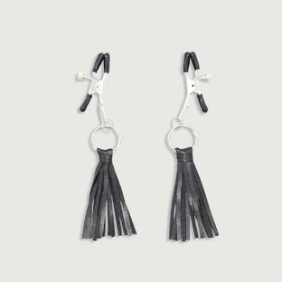 Pinzas para pezones con borlas - Negro/Plata