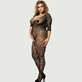 Zwarte kanten kruisloze bodystocking Plus Size - Zwart - Large/X-Large