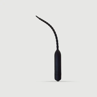 155 x 6,5 mm Spirale Silikon 1 Geschwindigkeit Vibration Urethral Sound - Schwarz