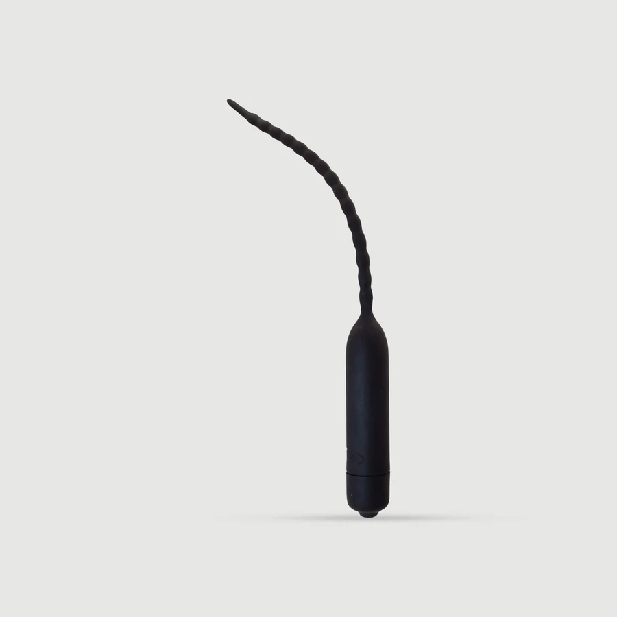 155 x 6,5 mm Spirale Silikon 1 Geschwindigkeit Vibration Urethral Sound - Schwarz