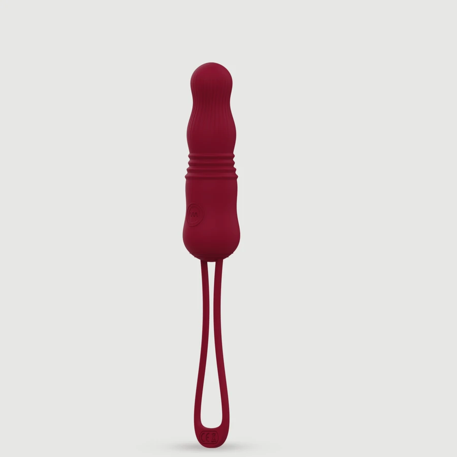 Yvette Remote Controlled Thrusting Remote Controlled Silicone Bullet Vibrator - Red