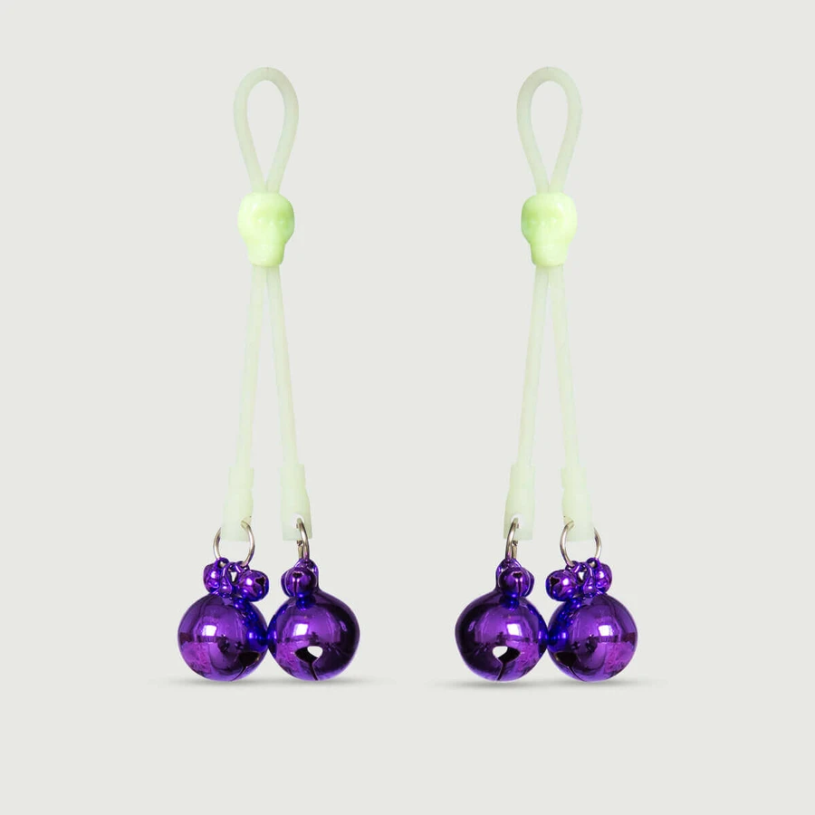 Nipple Clamps With Bells - Purple