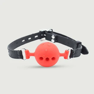 Siliconen bal knevel met gaatjes - Rood