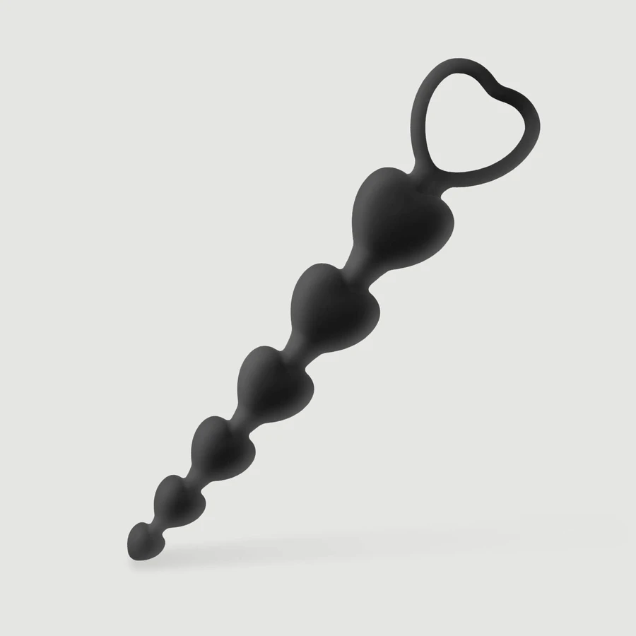 Bolas anales de silicona en forma de corazón Anal Intruder - Negro